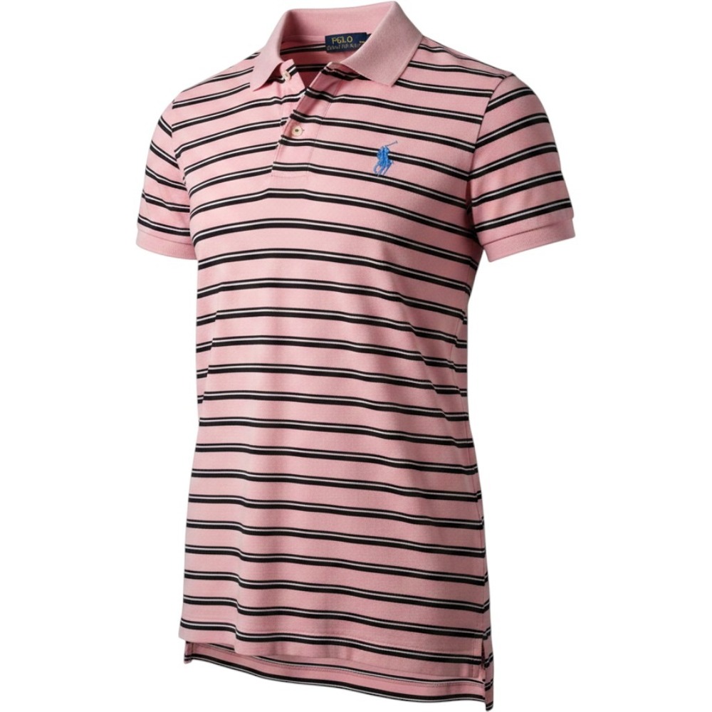 Polo Golf Ralph Lauren Polo Shirt Mens Large Pink Black Striped Wicking NWT